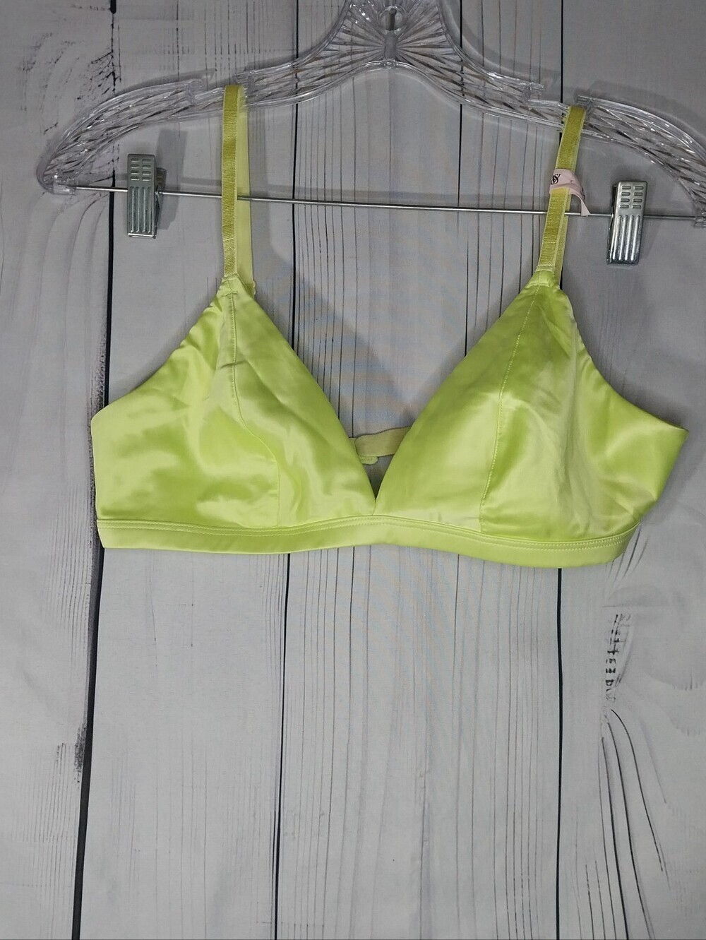 Victoria's Secret Tease Satin Tiangle Festival Rave Y2K Bralette in Neon Green